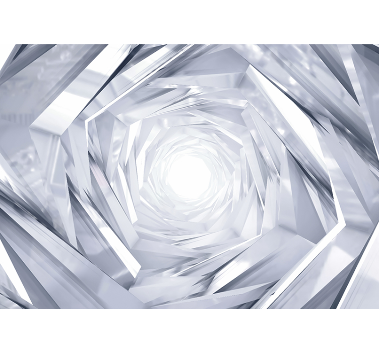 Bijele zavjese u apstraktnom geometrijskom tunelu - TenStickers