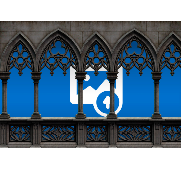 Crne zavjese s fotomuralom kamen s okvirom - TenStickers