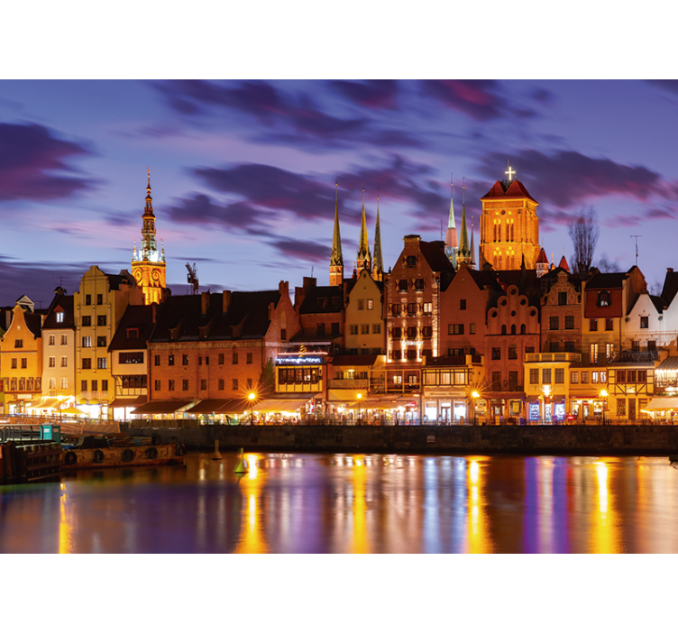 Plave zavjese gdańsk noću - TenStickers