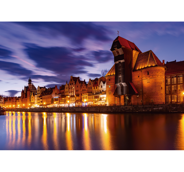 Plave zavjese gdańsk noću - TenStickers