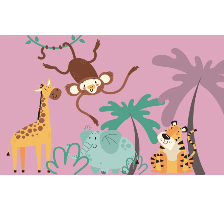 Ljubičaste zavjese s veselim životinjama iz safarija - TenStickers