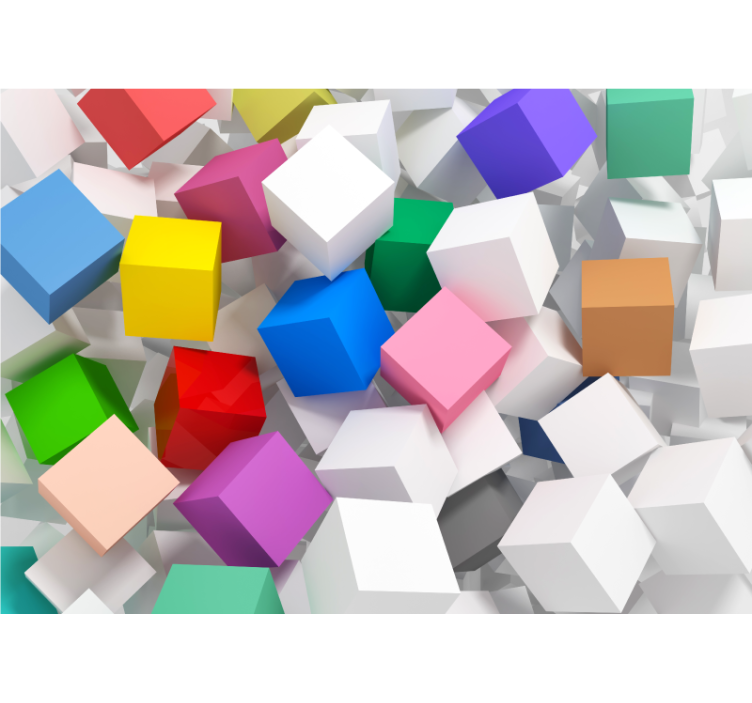 Zavjese za dnevni boravak 3d kocke u raznim bojama - TenStickers