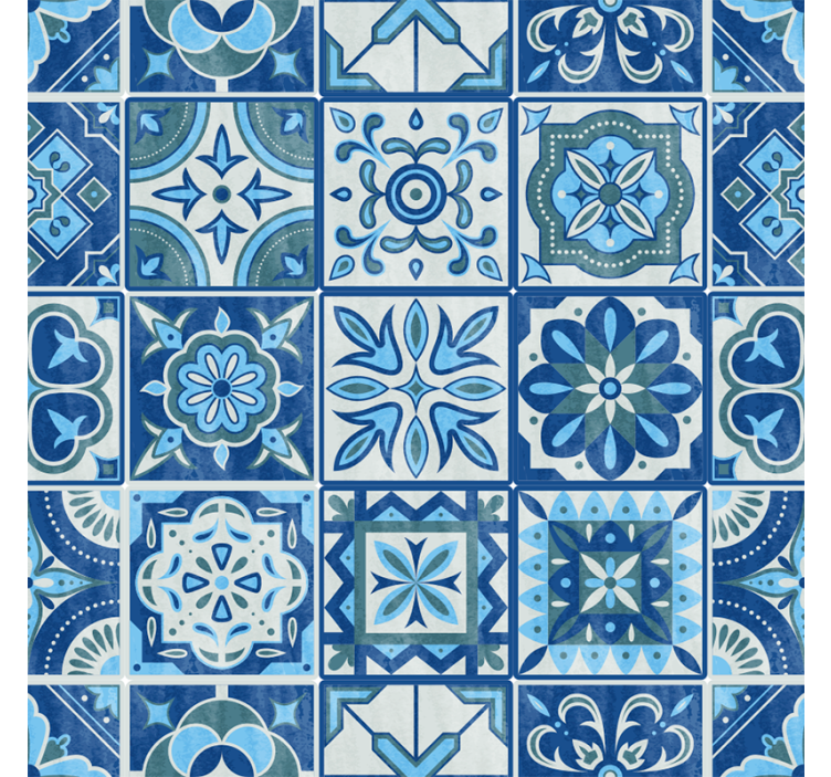 Plave zavjese s talaverinim plavim uzorkom - TenStickers