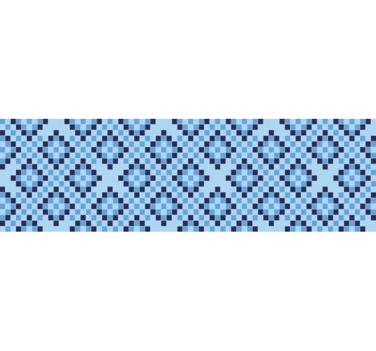 Plave zavjese s geometrijskim plavim pikselskim uzorkom - TenStickers