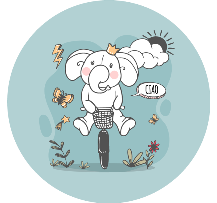 Plave zavjese za veseli ambijent s elefantom - TenStickers