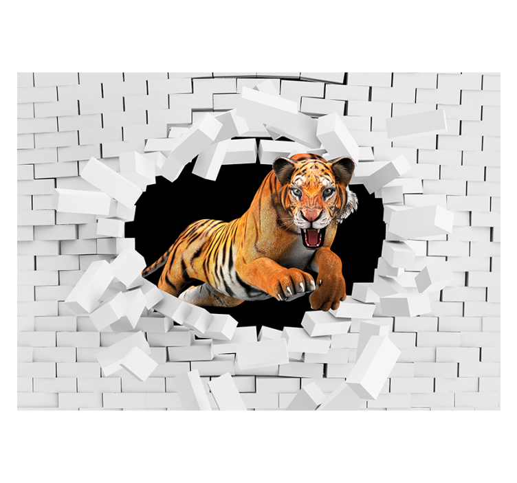 Bijele zavjese s 3d tigrom - TenStickers