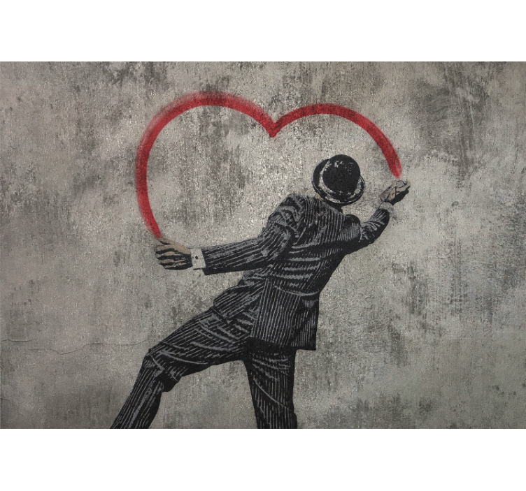Sive zavjese s banksyjevim srcem u grafitu - TenStickers