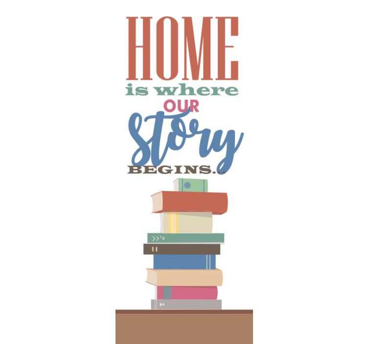 Rolo zavjese s tekstom domaća priča počinje ovdje - TenStickers