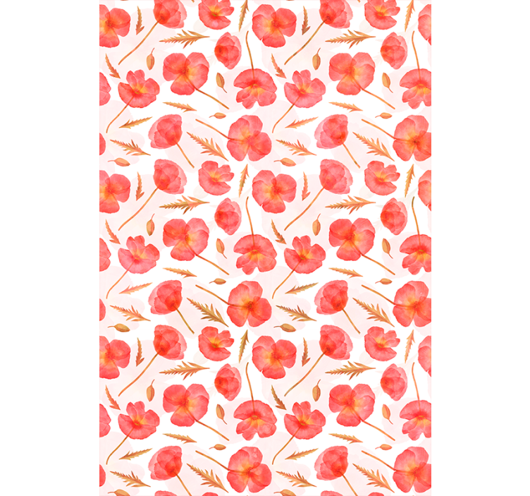 Crveni mak cvijeće i biljka Rolo zavjese - TenStickers