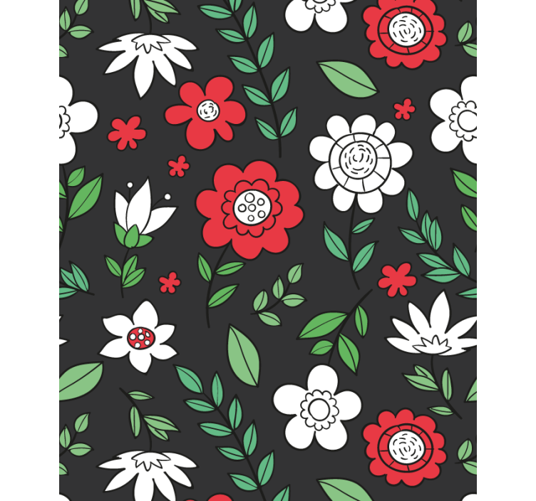 Crveni i bijeli cvjetovi tratinčice uzorak rolo zavjesa - TenStickers