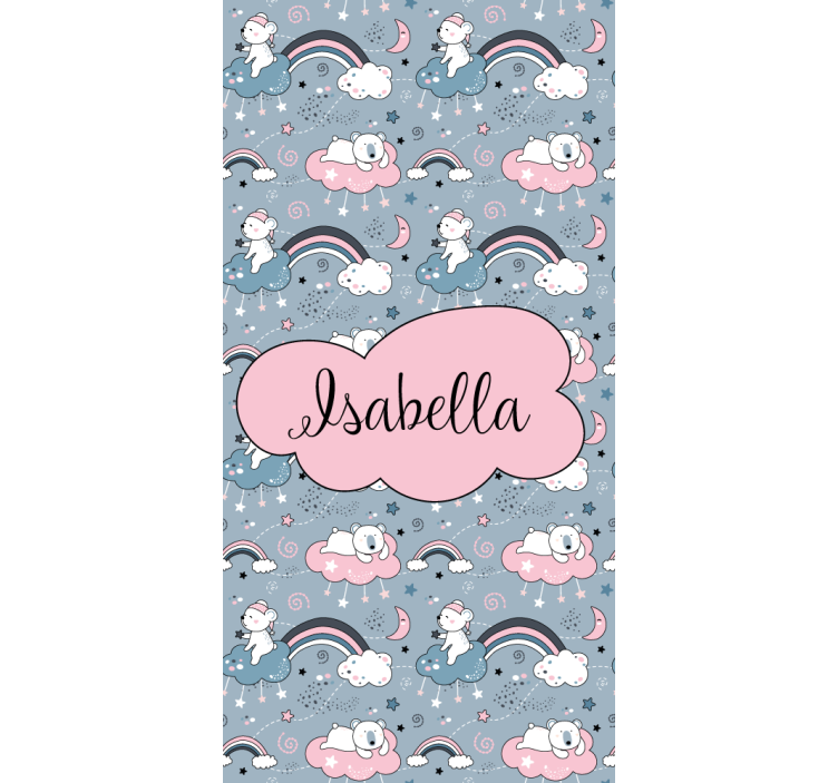 Zavjese za dječju sobu medvjed duga s imenom - TenStickers