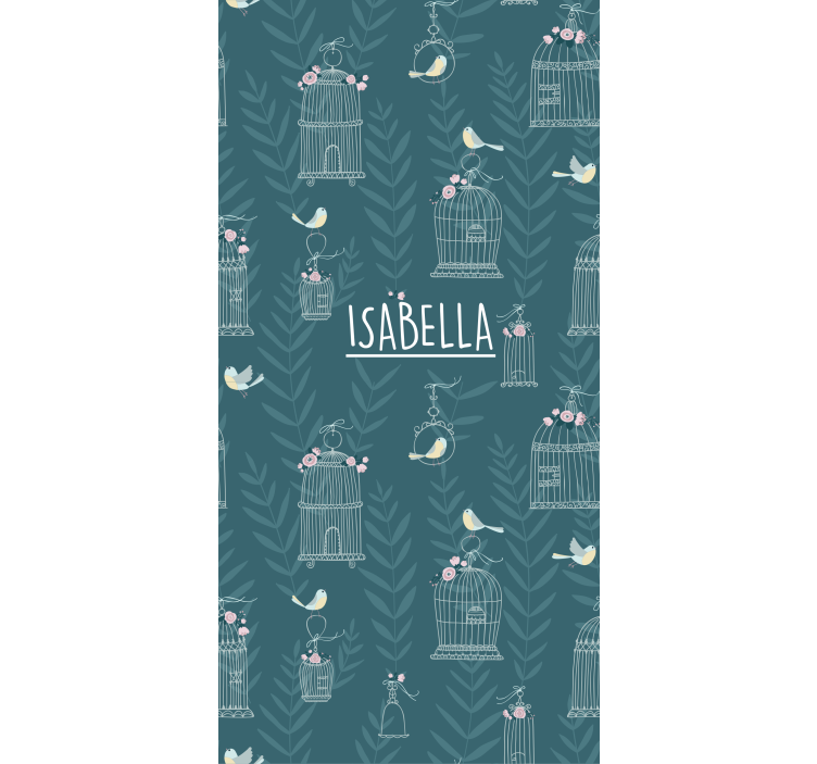 Zavjese za dječju sobu kavezi za ptice i flora s imenom - TenStickers