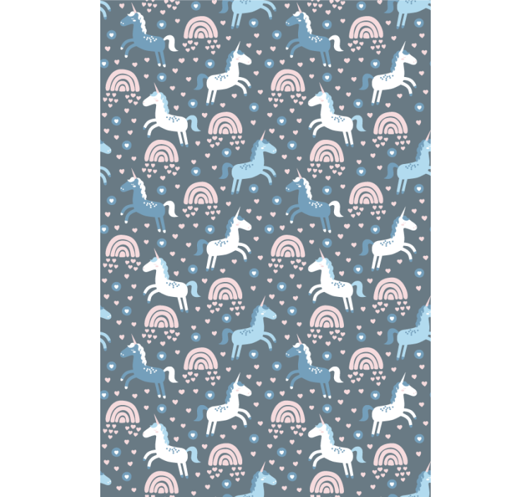 Zavjese za dječju sobu plavi jednorog i dugi dugići - TenStickers