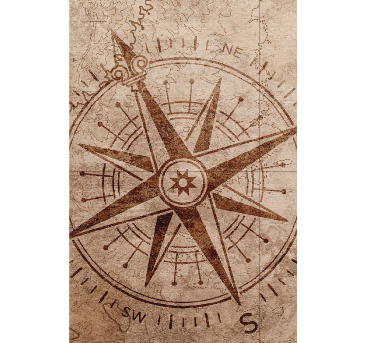 Stari papir kompas tople boje klasične rolete - TenStickers
