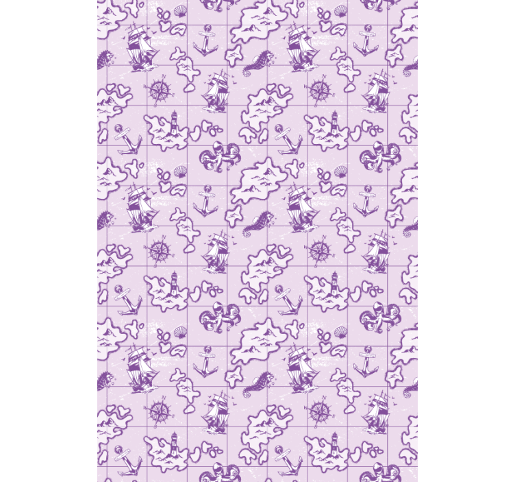 Ljubičasta gusarska karta rolo zavjesa slikarstvo - TenStickers