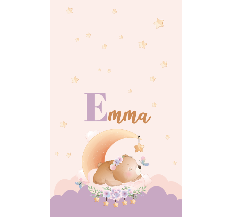 Zavjese za dječju sobu usnuli medvjed s imenom - TenStickers