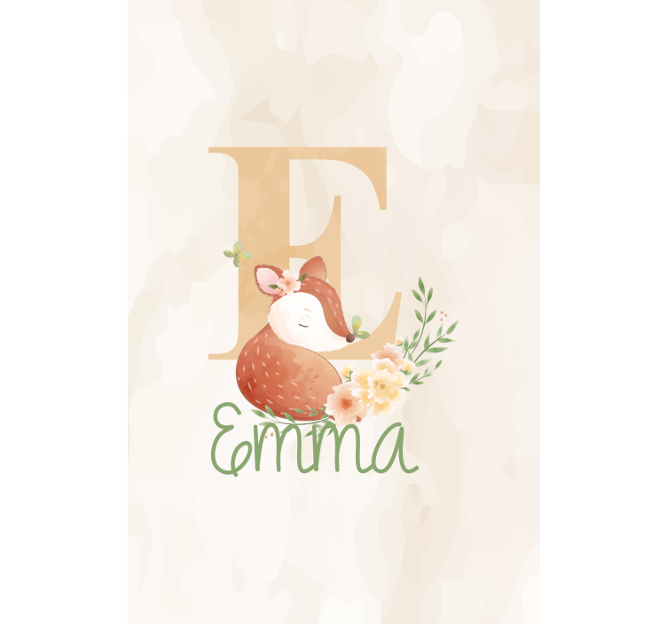 Zavjese za dječju sobu lisica s inicijalom i imenom - TenStickers