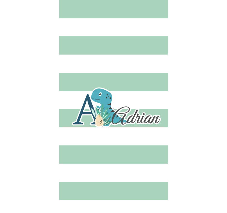 Zavjese za dječju sobu prugasti dinosaur s imenom - TenStickers