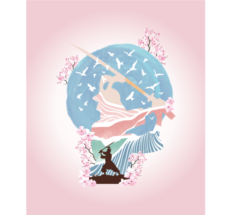 Rolo zavjese s crtežima elegantna samurajska silueta - TenStickers