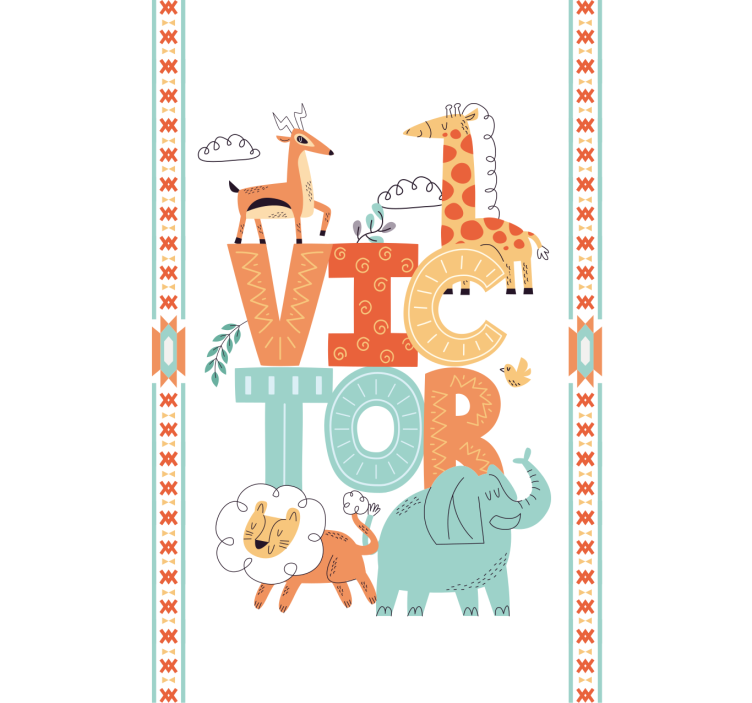 Zavjese za dječju sobu divlje životinje s imenom - TenStickers