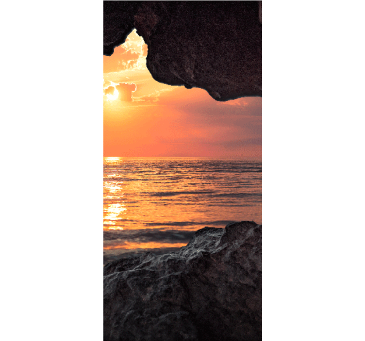 3d cave sunrise ocean originalna rolo zavjesa - TenStickers