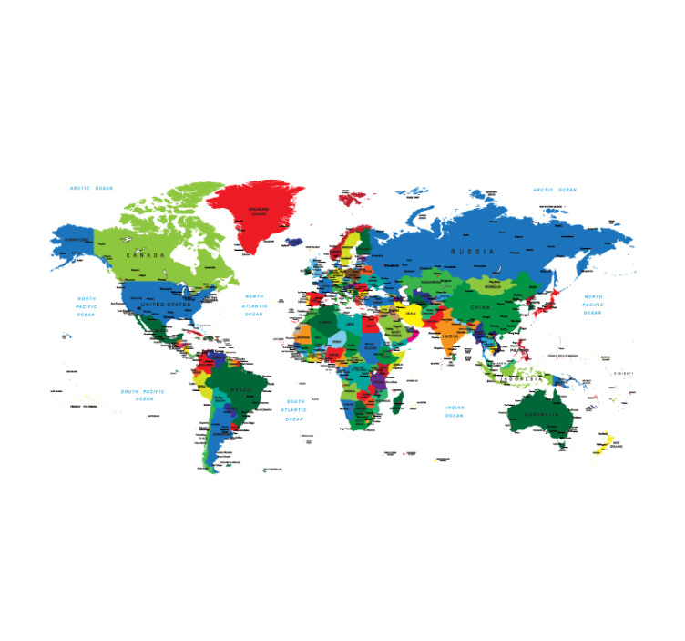 Rolo zavjese karta svijeta politička kartografija - TenStickers