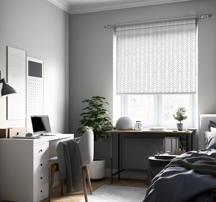 Sive apstraktne linije cik-cak nordijsko rolo zavjesa - TenStickers