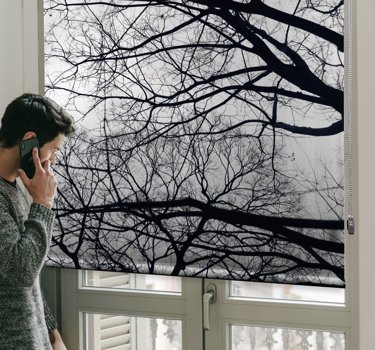 Bijelo i sivo drvo Rolo zavjese - TenStickers