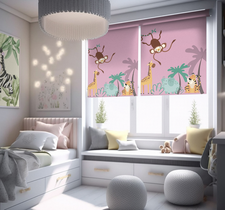 "boho" djeca džungla razne životinje Rolo zavjese - TenStickers