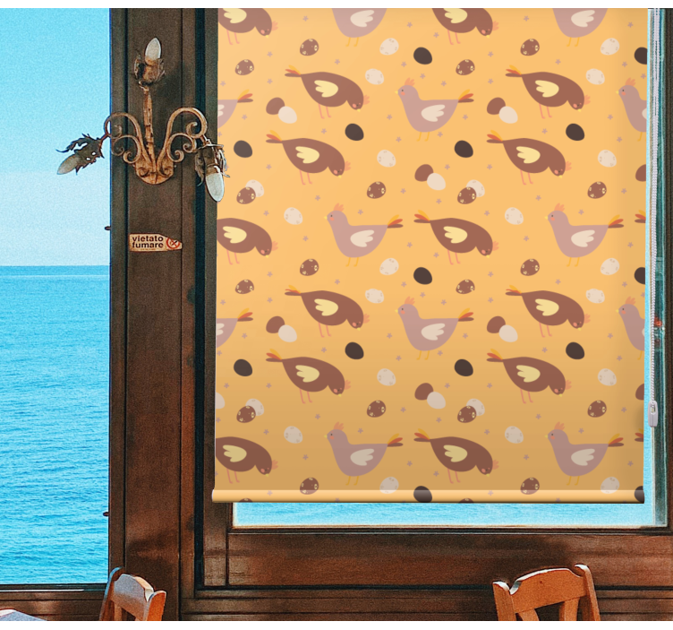 Narančasti uzorak pilića razne životinje Rolo zavjese - TenStickers