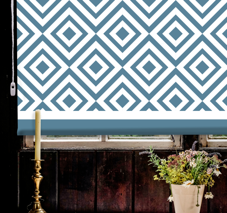 Plavi i bijeli kvadratić uzorak nordijska Rolo zavjese - TenStickers