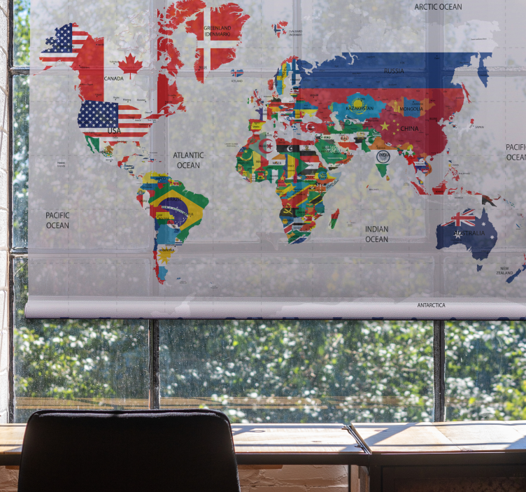 Politička karta svijeta Rolo zavjese - TenStickers