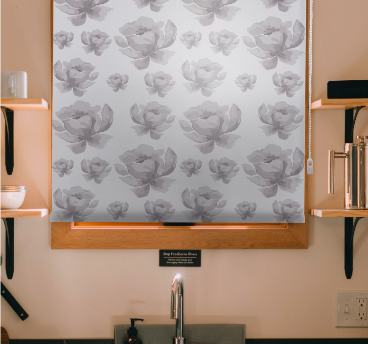 Rolo zavjese cvijeće i biljke sivi nježni dizajn - TenStickers