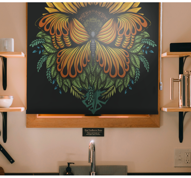 Rolo zavjese leptir motiv suncokreta - TenStickers