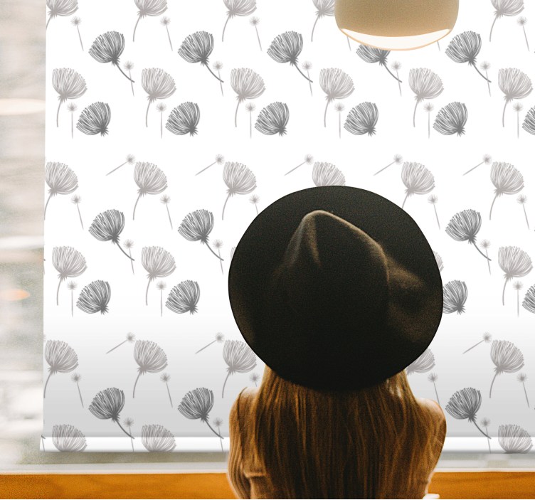 Rolo zavjese cvijeće i biljke nježno sivi uzorak - TenStickers