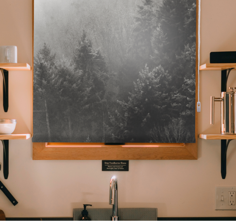 Rolo zavjese drveće siva šumska silueta - TenStickers