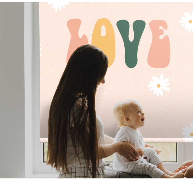 Rolo zavjese s tekstom volim cvjetni uzorak - TenStickers