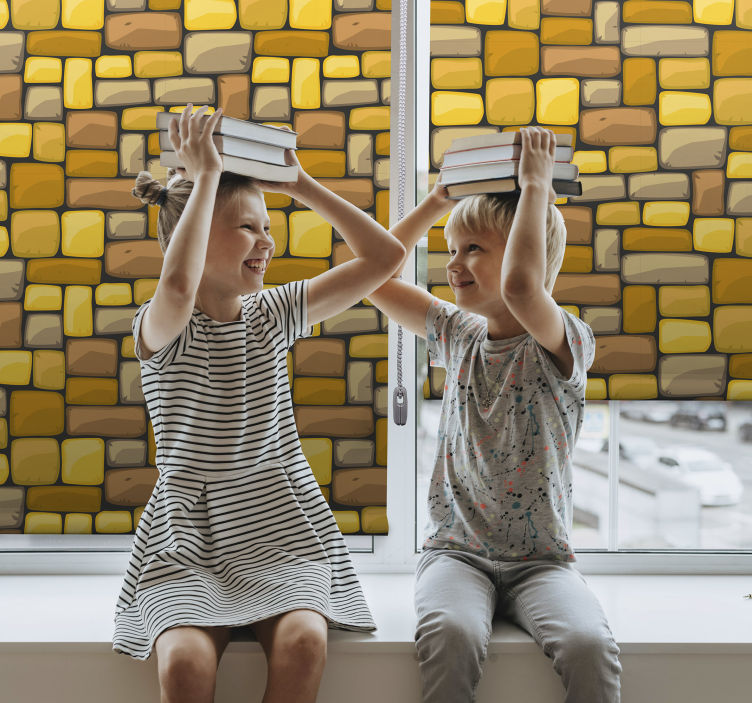 Rolo zavjese tekstura i uzorak pravokutni žuti mozaik - TenStickers