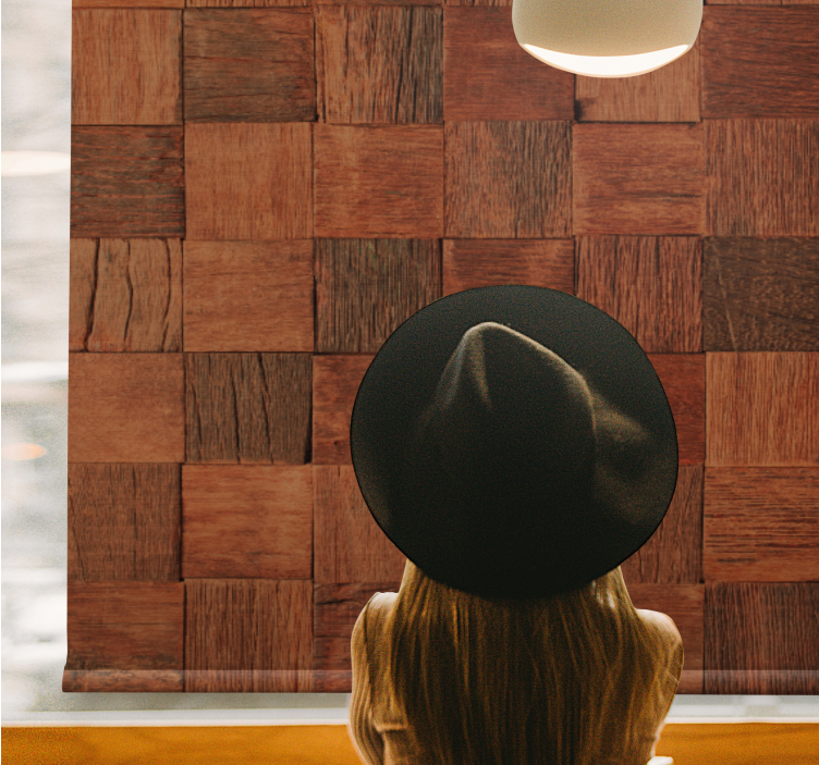 Rolo zavjese tekstura i uzorak četvrtaste drvene ploče - TenStickers