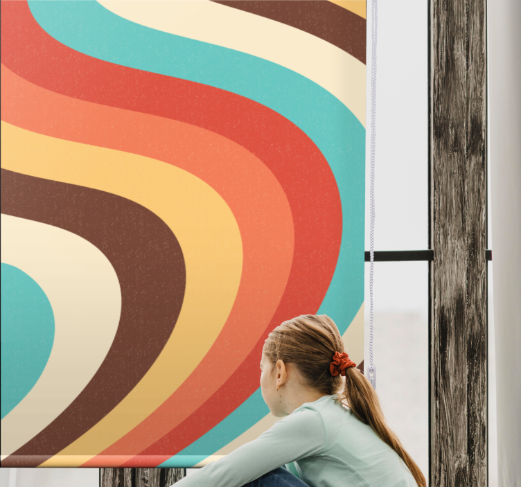 Rolo zavjese više berba zakrivljeni retro valovi - TenStickers