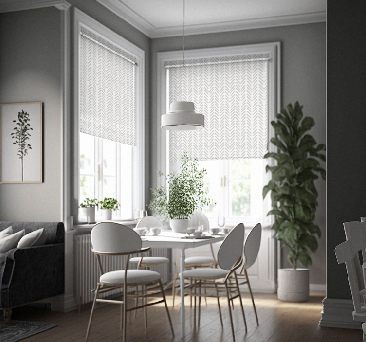 Sive apstraktne linije cik-cak nordijsko rolo zavjesa - TenStickers