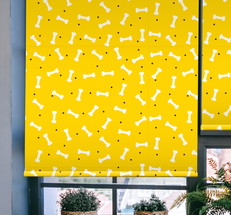 Slatka žuta pozadina pas kost djeca Rolo zavjese - TenStickers