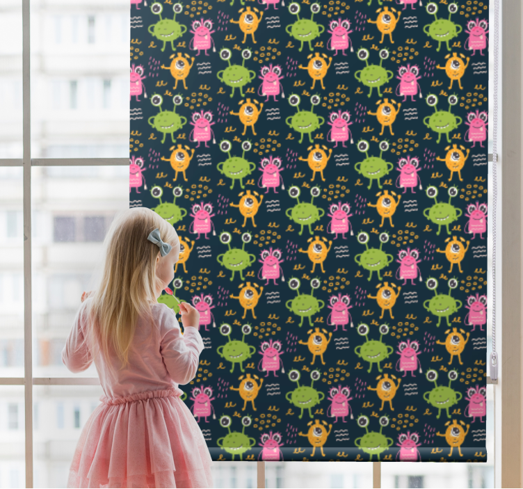 Smiješni šareni uzorci vanzemaljaca Rolo zavjese djeca - TenStickers