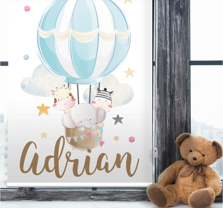 životinje na balonu sa Rolo zavjesem zvijezdama i oblacima - TenStickers