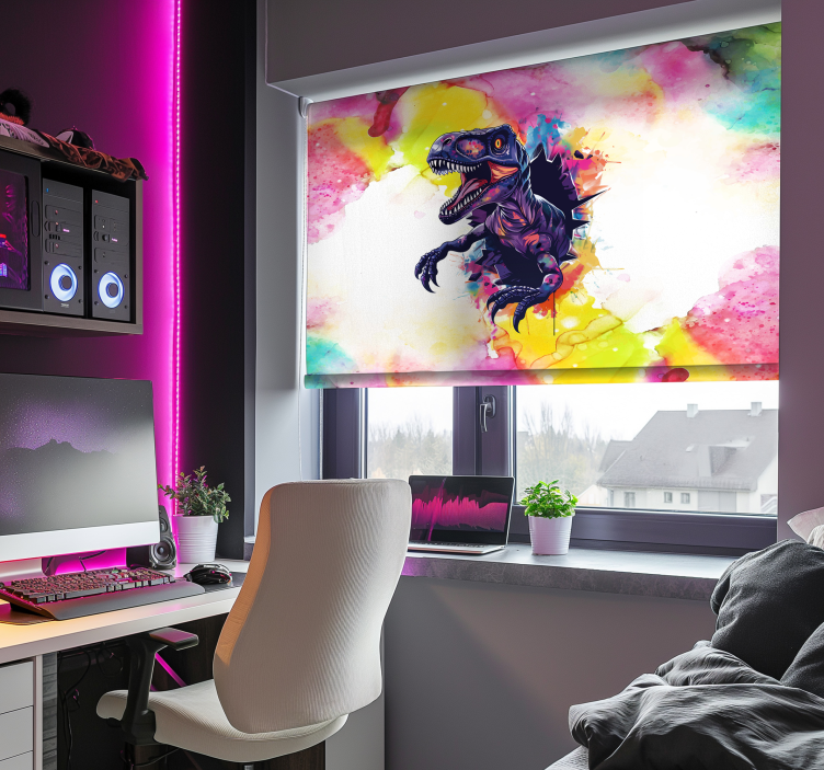 Rolo zavjese dinosaura zasićene boje velociraptor - TenStickers