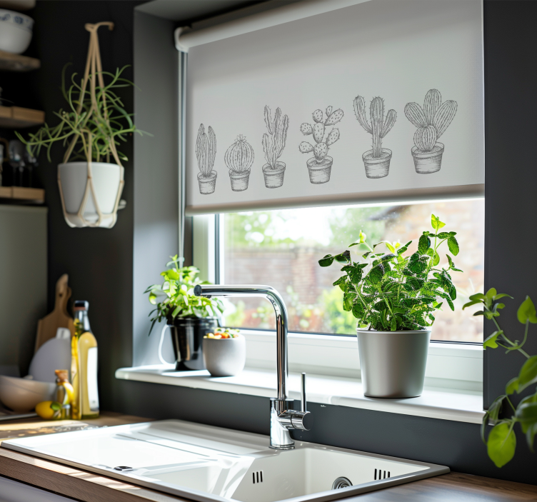 Rolo zavjese kaktus sive nijanse - TenStickers