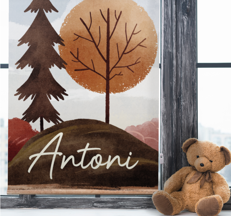 Zavjese za dječju sobu nordijska šuma s imenom - TenStickers