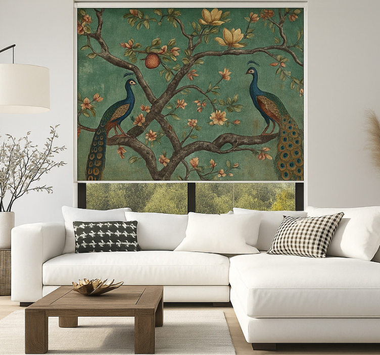 Zavjese za dnevni boravak ukrašena tapiserija od pauna - TenStickers