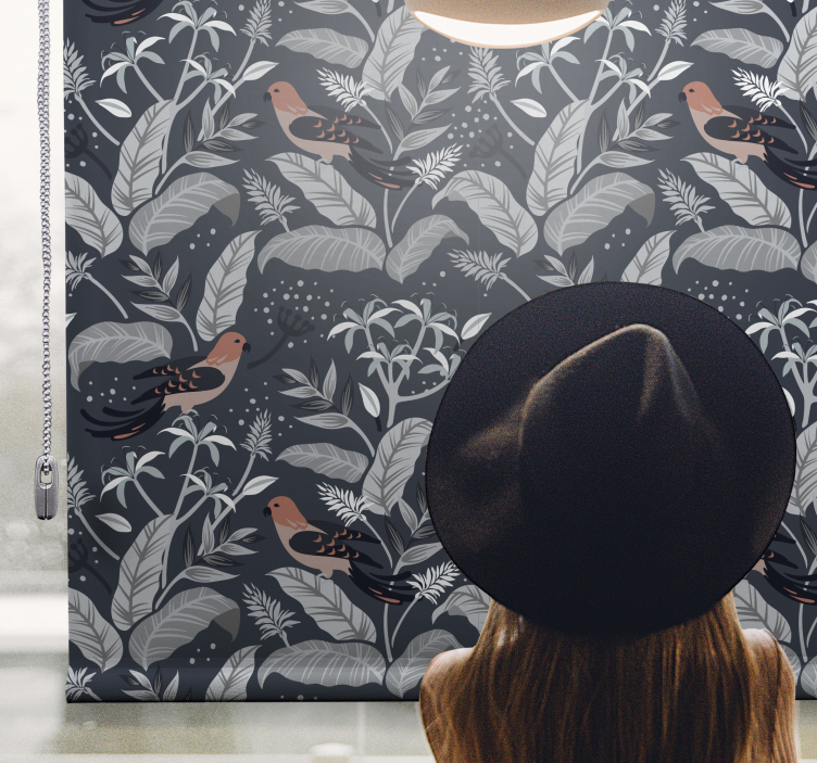 Rolo zavjese ciše cvijeća i biljaka uzorak ptičjeg lišća - TenStickers