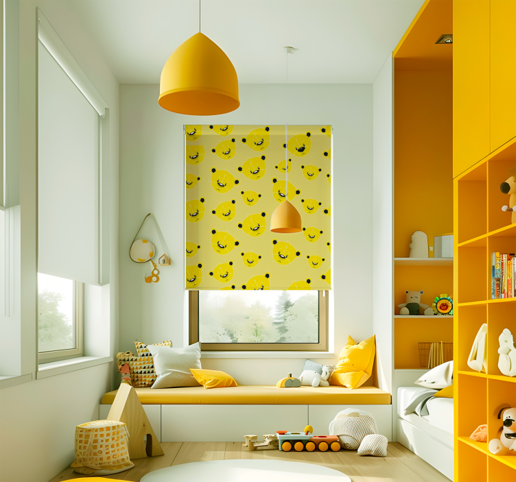 Rolo zavjese žuta boja medvjedi uzorak - TenStickers